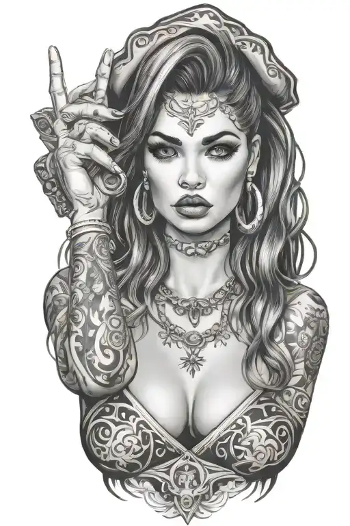 Sexy Woman Gangster Girl Holding