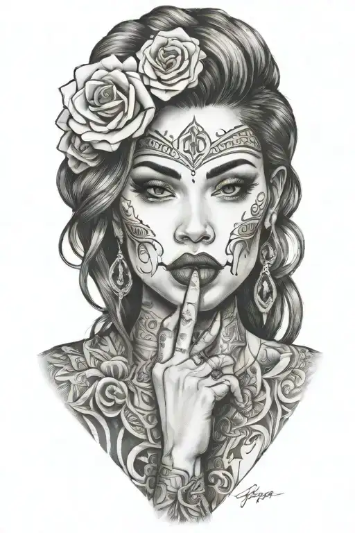 Licking On Her Middle Finger