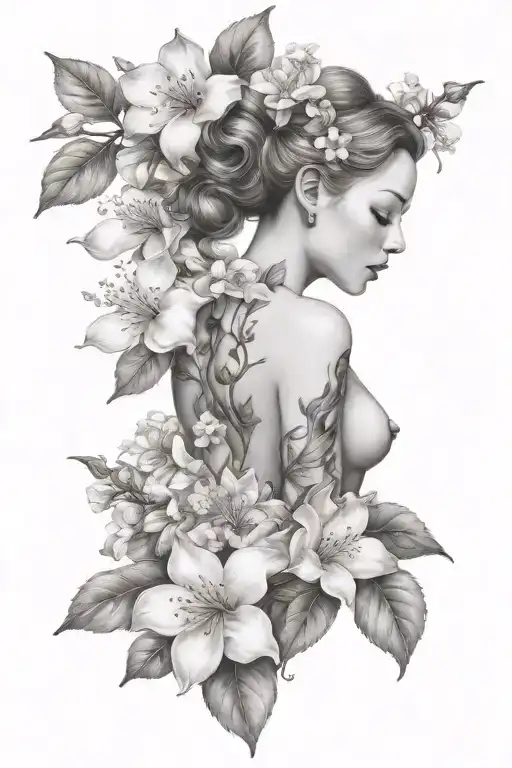 Eve Full Body With Apple Blossom Flower
