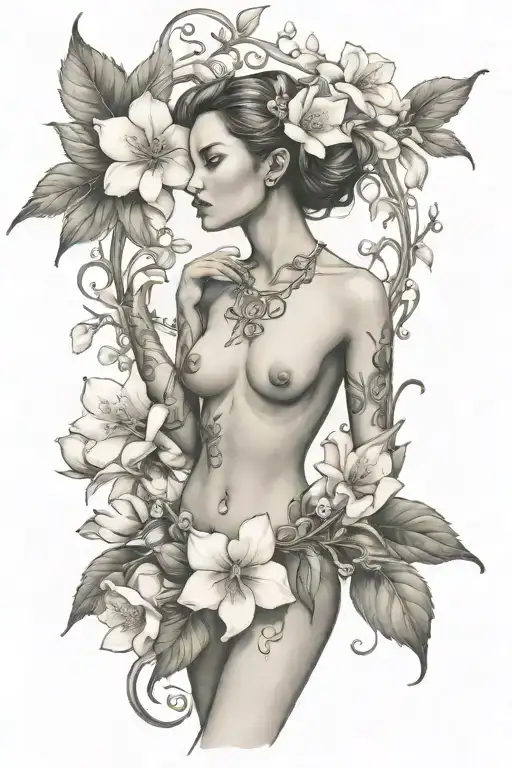 Eve Full Body With Apple Blossom Flower