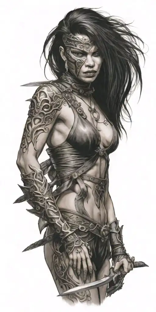 Mileena Mortal Combat Holding Her Blades Full Detail