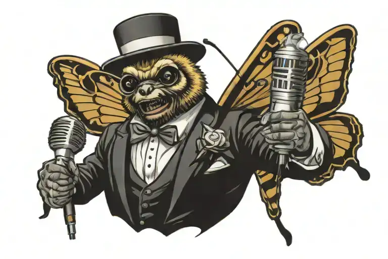 Bee In A Tuxedo Singing Into A Microphone