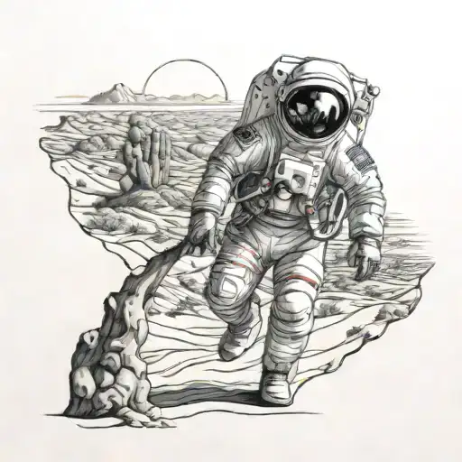 Astronaut Walking In The Desert