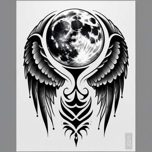 Moon’s Eternal Wings of Rebirth Tattoo idea