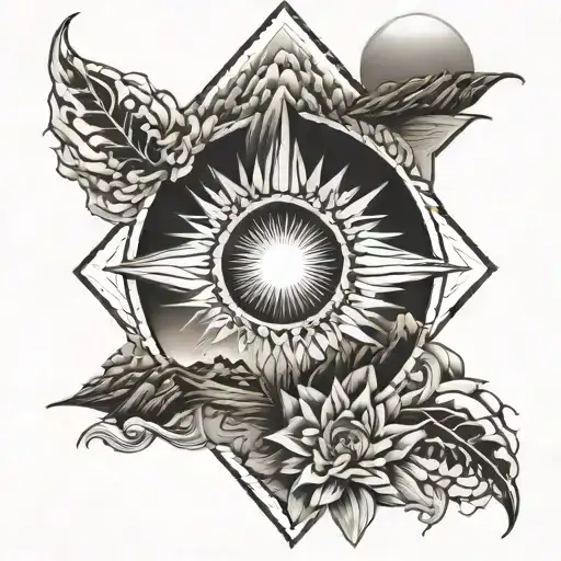 Desert Sun With Mountains