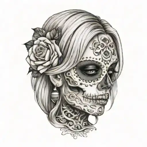Blonde Woman Half Skull