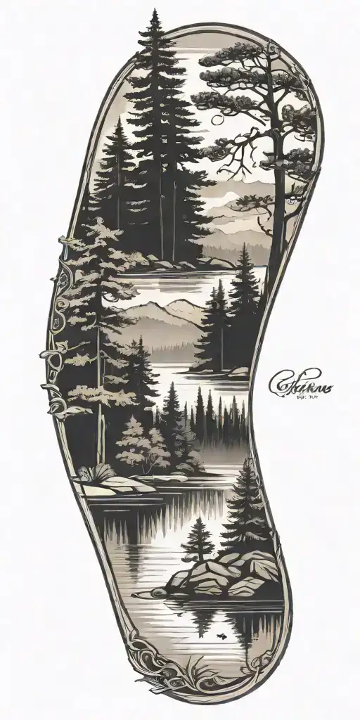 Trees Pines Lake Scene