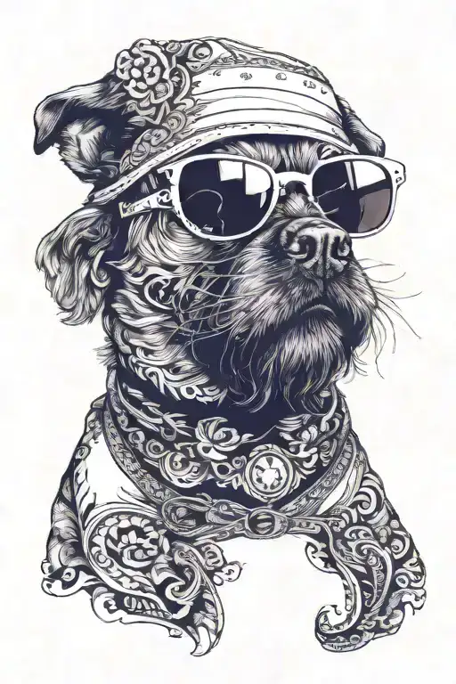 Dog Wearing Sunglasses With A Beard