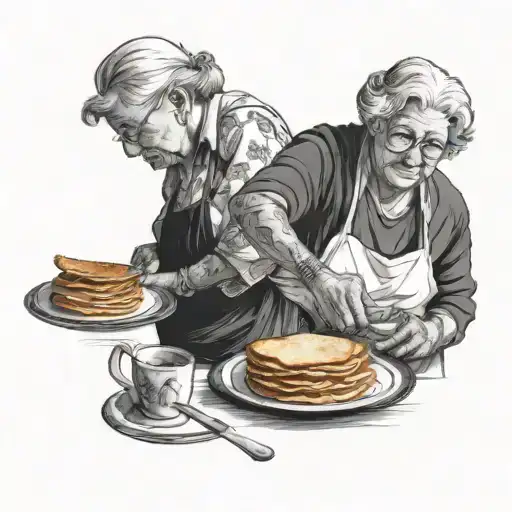 Grandma Fixing Pancakes