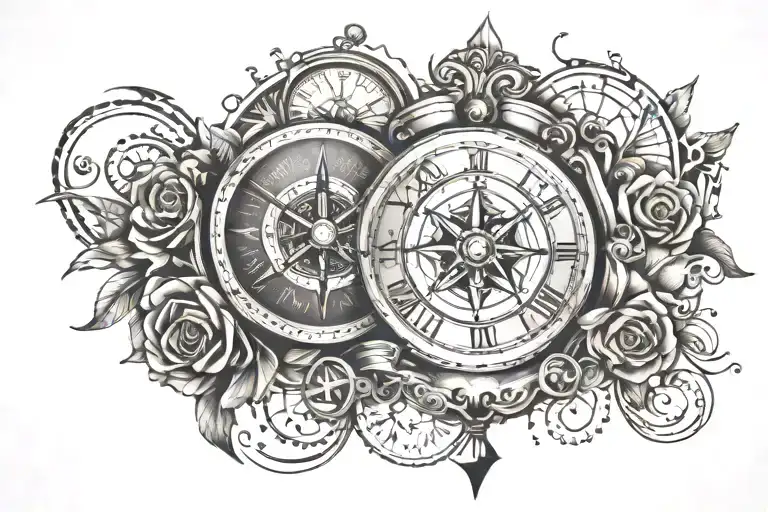 Compass And Clock Face
