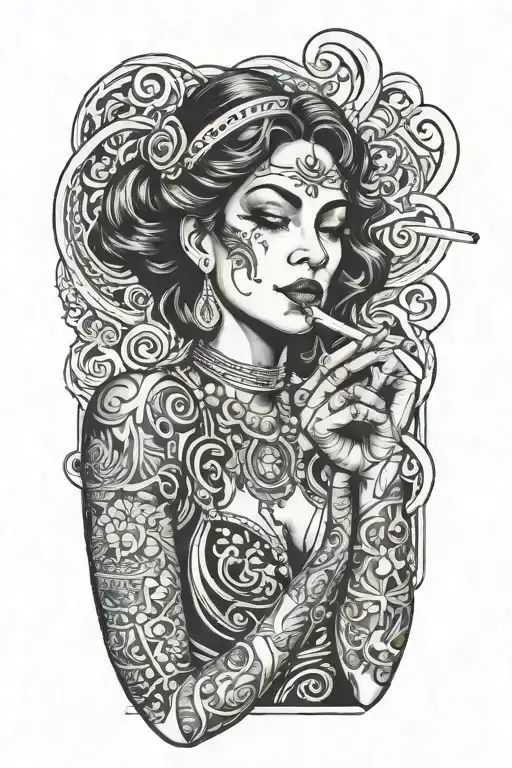 Woman Smoking A Cigarette