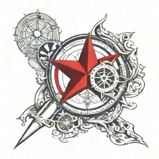 Nautical Star Compass Design American Flag