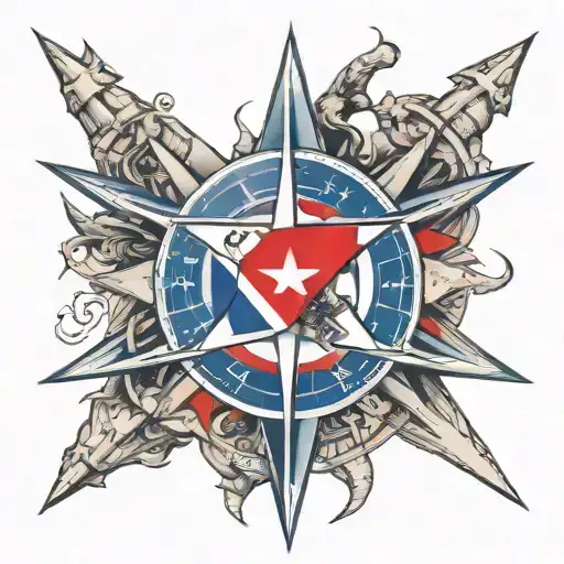 Nautical Star Compass Design American Flag