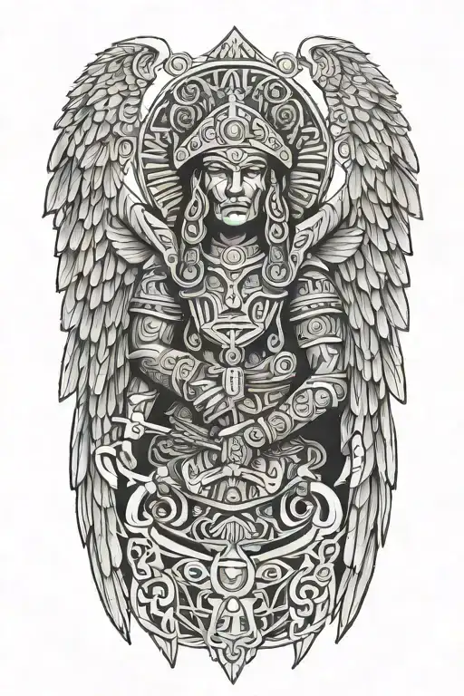 Aztec Inspired Hooded Winged Angel