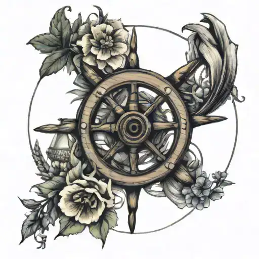 Ships Wheel With Birth Flowers Of November July January April Make Sure All Flowers Show