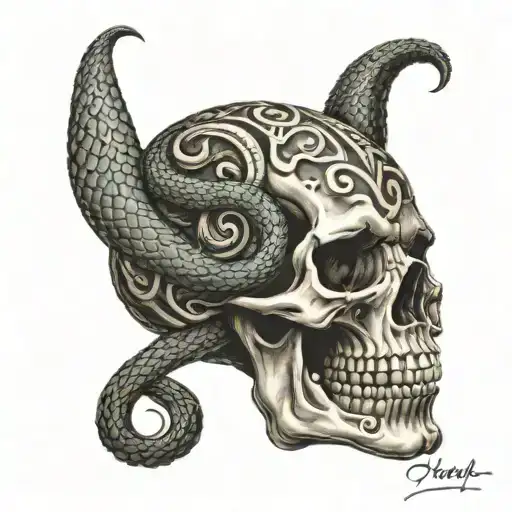 Skull An Snake