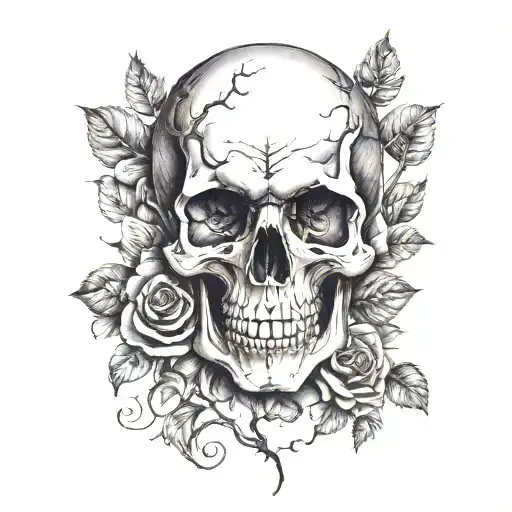 Skull Roses And Tree