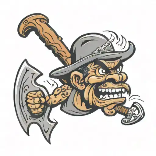 Taz Cartoon Whirl Wind Holding Fire Pick Axe