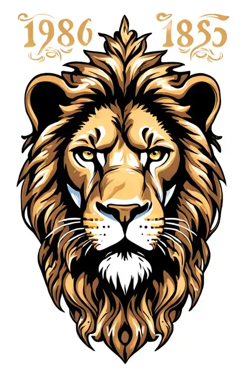 Lions Head With Filigree Background And 1985 Horizontally