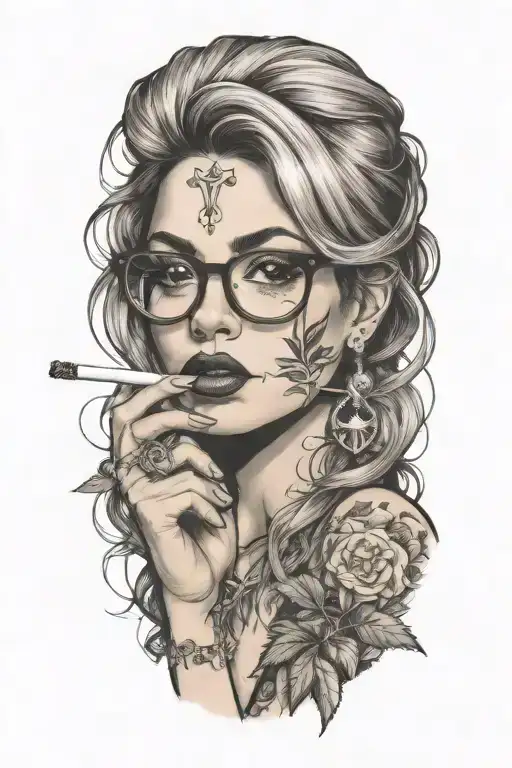 Sexy Woman With Glasses Smoking Weed