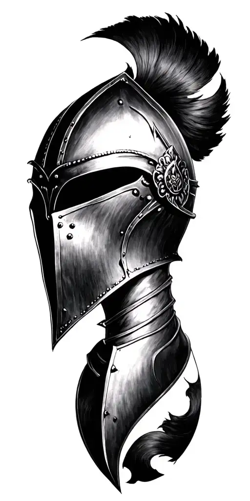Knight Helmet Black And White