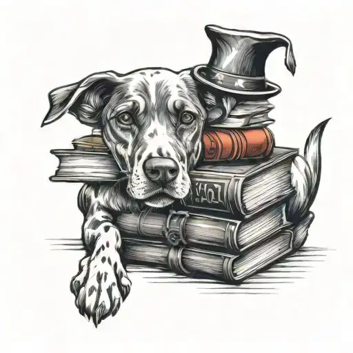 Books And Lab Dog