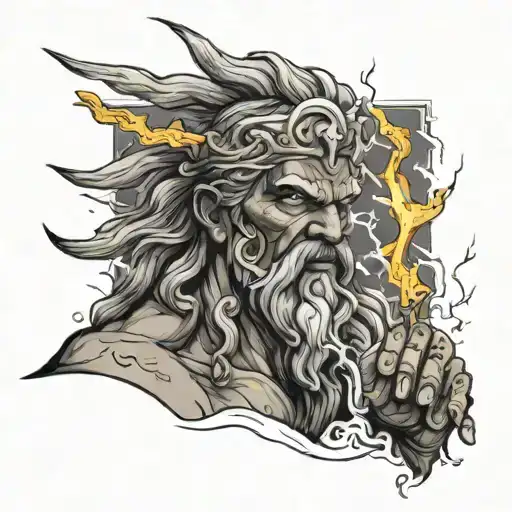 Zeus With A Lightning Bolt In His Hand