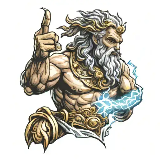 Zeus With A Lightning Bolt In His Hand Realistic 3D