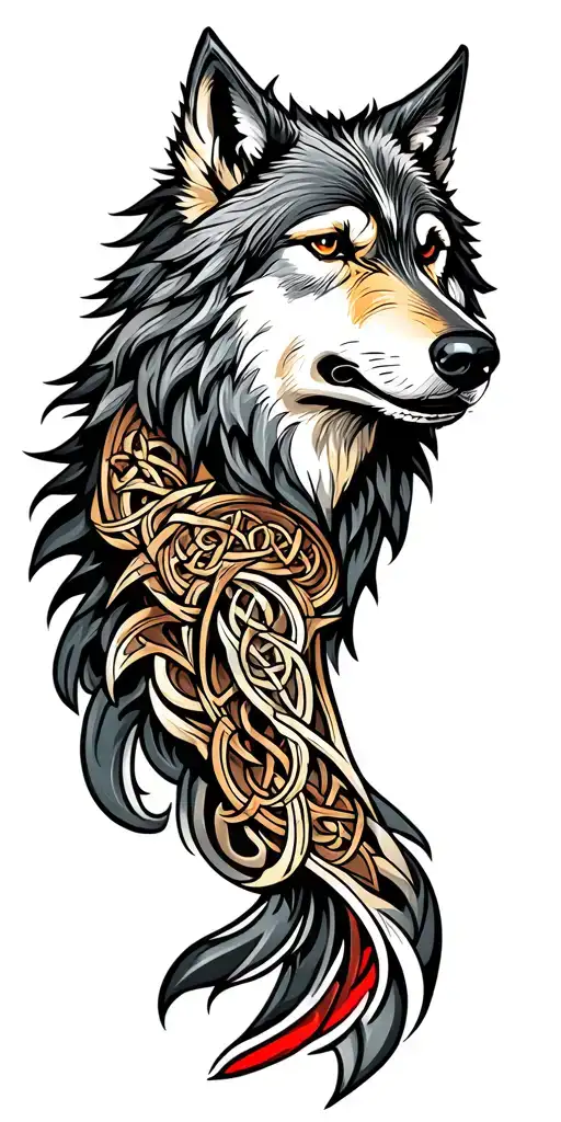 Celtic Wolf With Amour Tribal