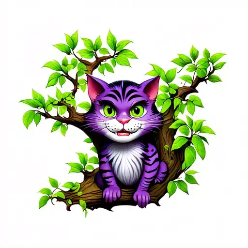 Happy Cheshire Cat In A Tree