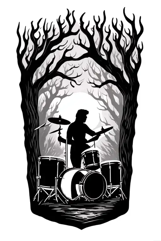 Burnt Forest Rip Drummer Silhouette