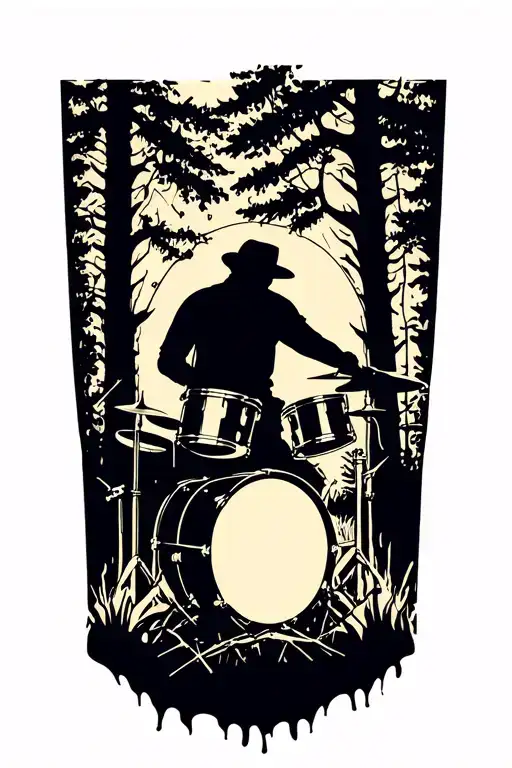 Burnt Forest Rip Drummer Silhouette