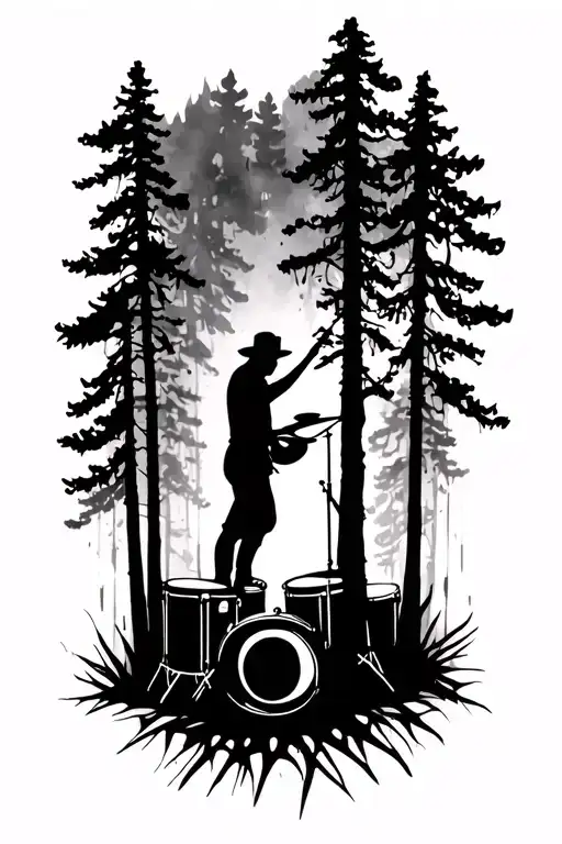 Burnt Forest Rip Drummer Silhouette