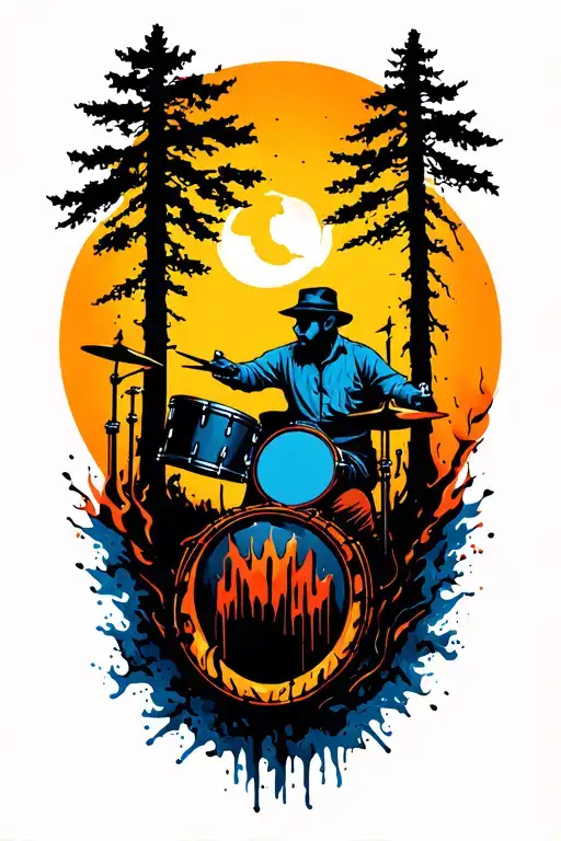 Burnt Forest Rip Drummer Silhouette