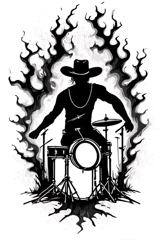 Burnt Forest Rip Drummer Silhouette