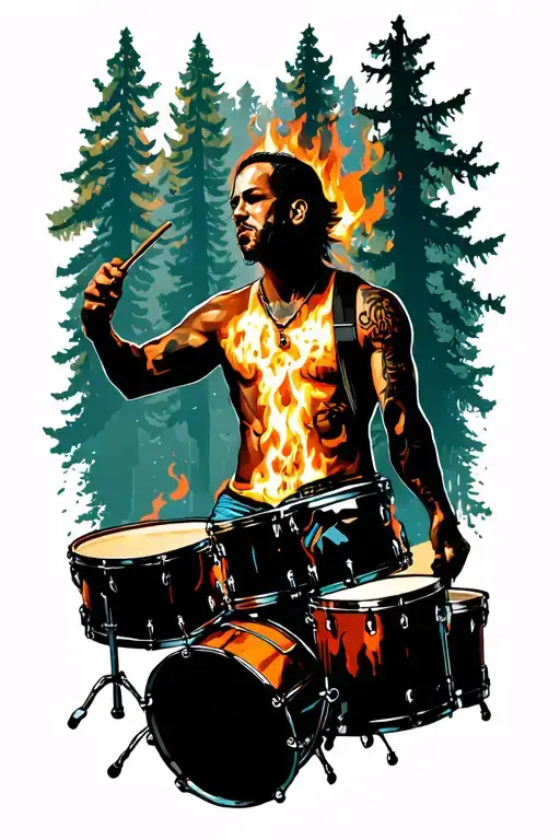 Burnt Forest Rip Drummer Silhouette