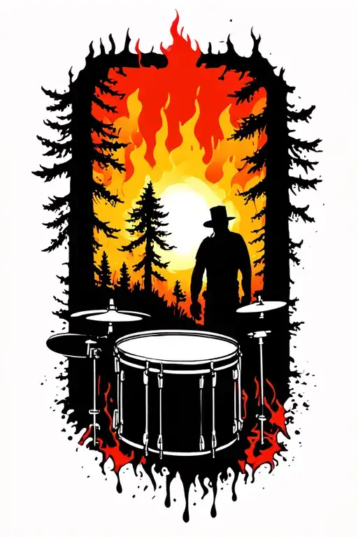 Burnt Forest Rip Drummer Silhouette