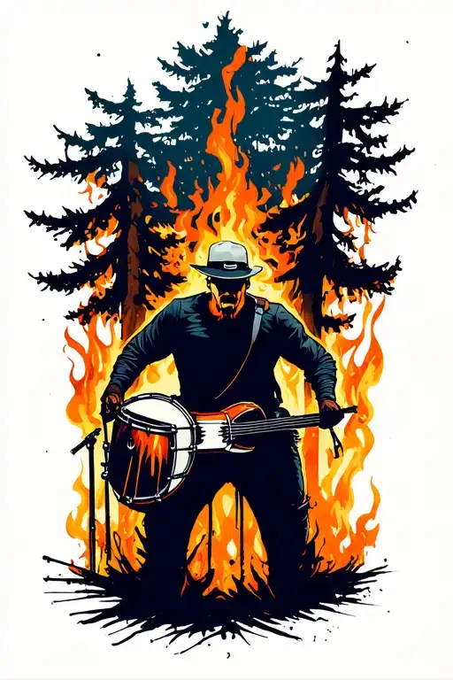 Burnt Forest Rip Drummer Silhouette