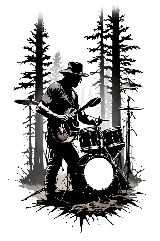 Burnt Forest Rip Drummer Silhouette