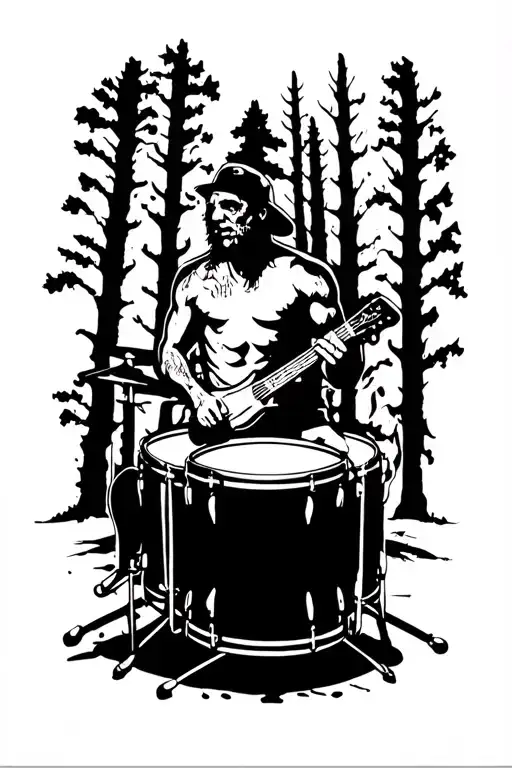 Burnt Forest Drummer Silhouette Rip