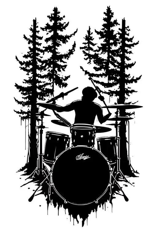 Burnt Forest Drummer Silhouette Rip