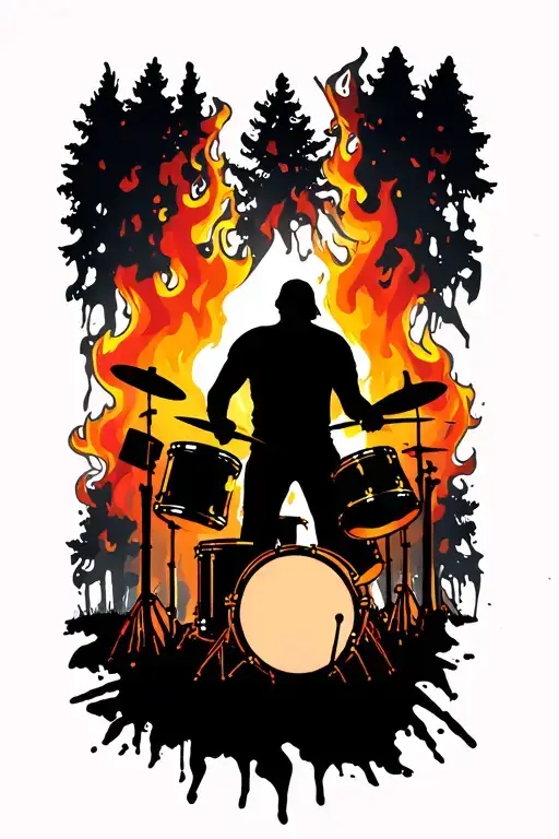 Burnt Forest Drummer Silhouette Rip