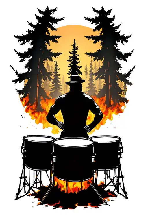 Burnt Forest Drummer Silhouette Rip