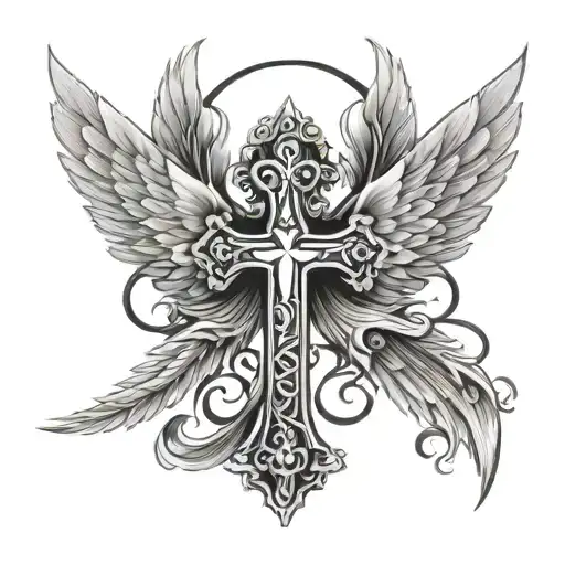 Gangsta Cross With Angel Wings