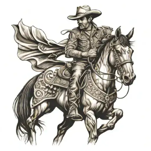 Cowboy On Horse And Sneak