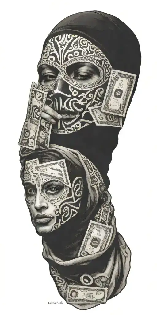 Balaclava Money Cards Hazard Black White