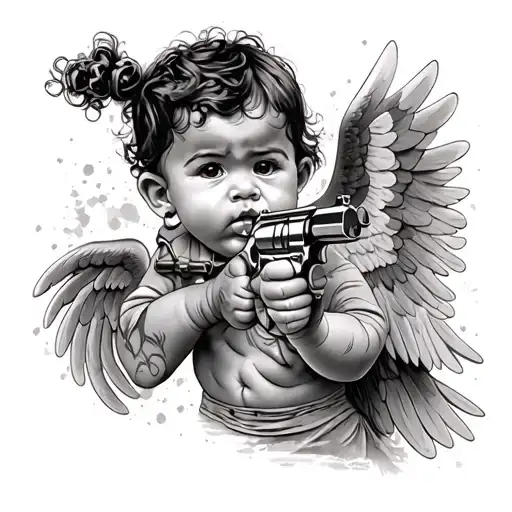 Gangser Street Baby Angel Aiming A Gun