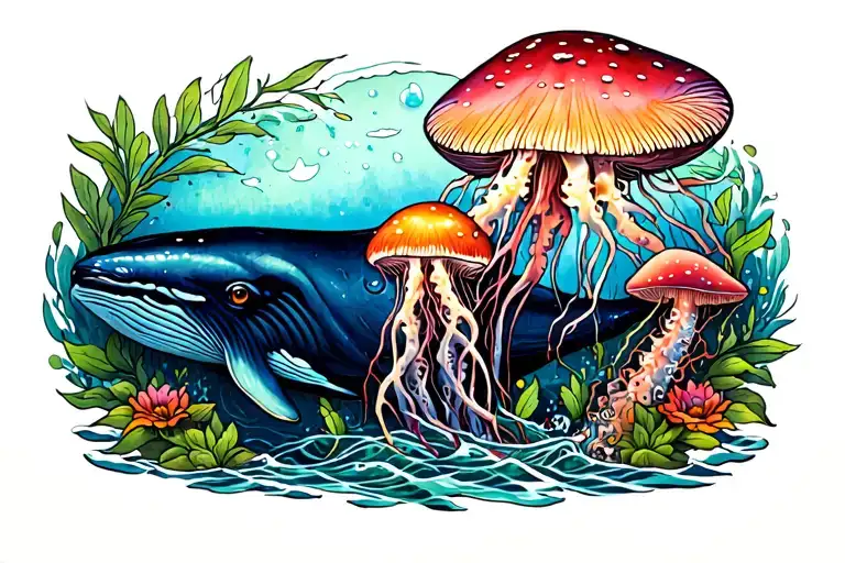 Deer Whale Jellyfish Mushroom