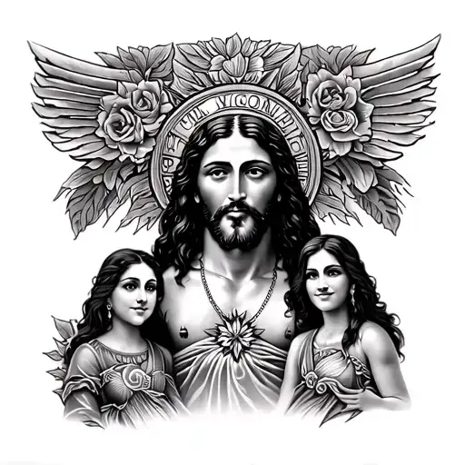 Family Members With Jesus Surrounded