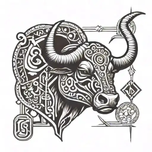 Totem Sign Of Taurus With Year Of Birth 1999 In Geometry